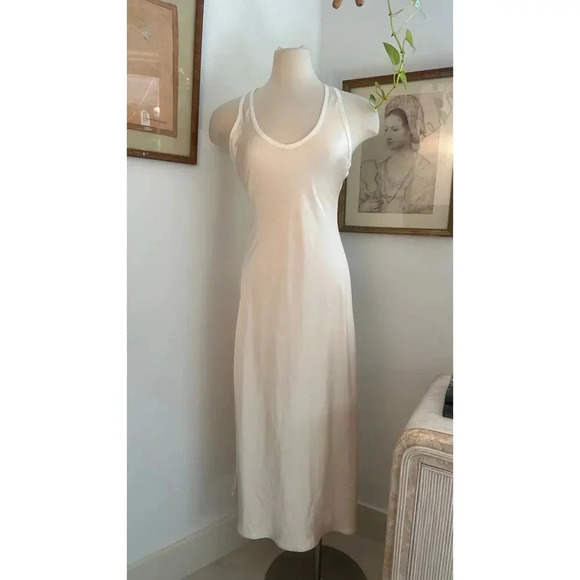 Vintage Cream Slip Dress, Minimalist Slip for Layering or Casual Chic Dress - Picture 2 of 5
